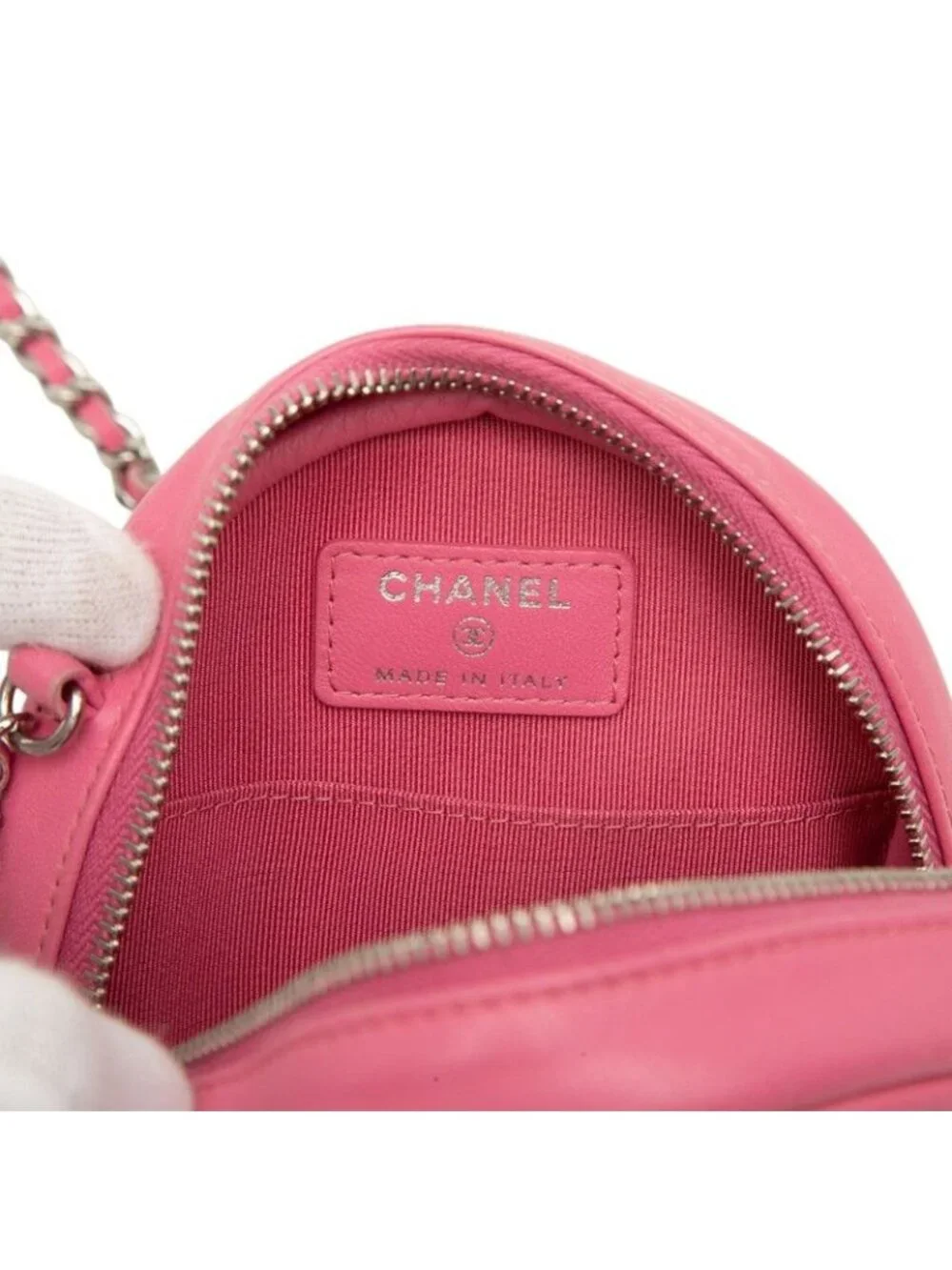 Chanel Quilted CC Logo Crossbody Chain Shoulder Bag Pink Lambskin